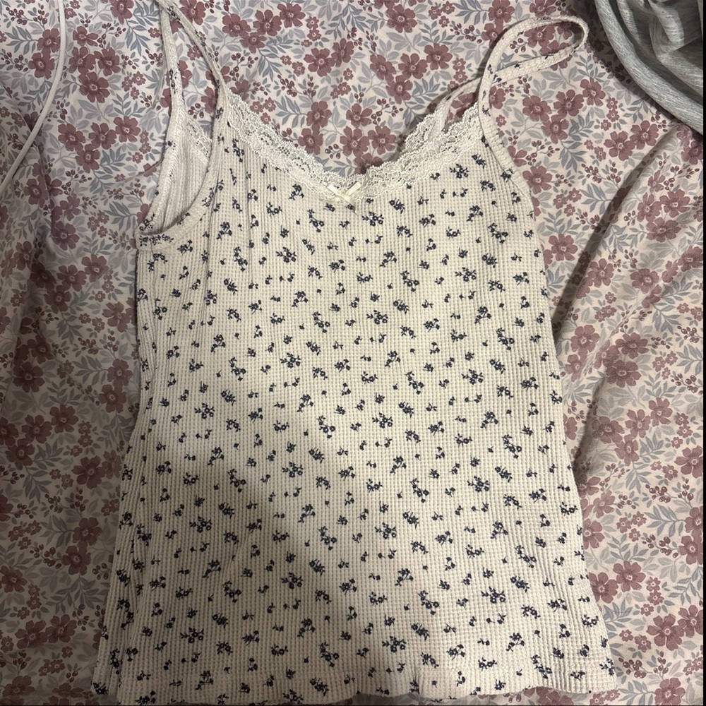 Floral Lace Trim Cami Top